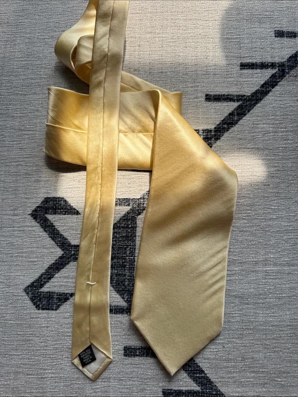 Vintage Murano 100% Silk Tie – Champagne Yellow Satin Necktie Made in USA